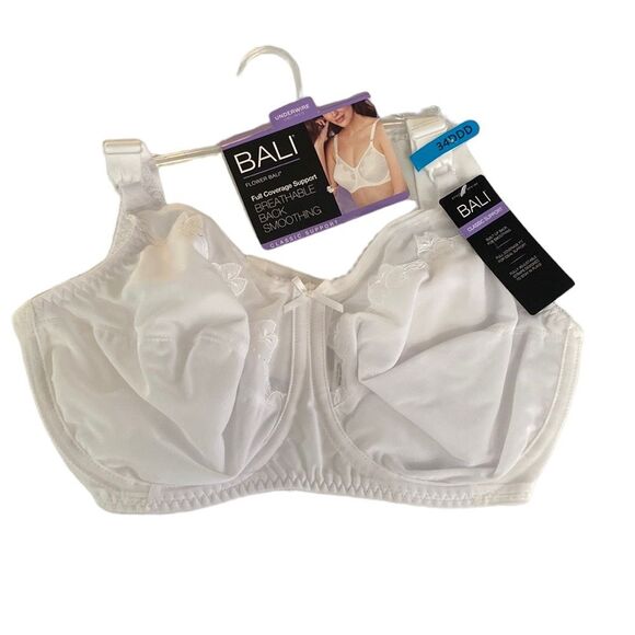 Bali Full Coverage Support Classic Underwire Unlined White Bra Smoothing Back - Picture 1 of 12